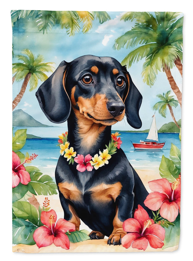 Dachshund Luau Garden Flag