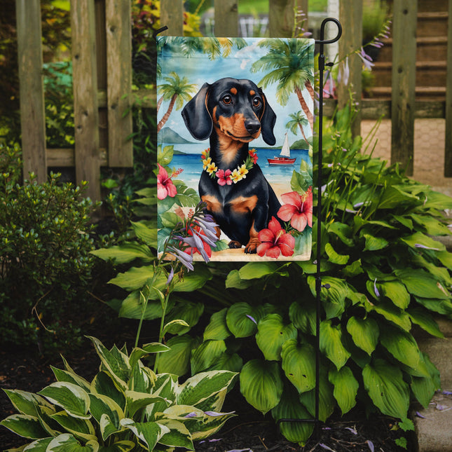 Dachshund Luau Garden Flag