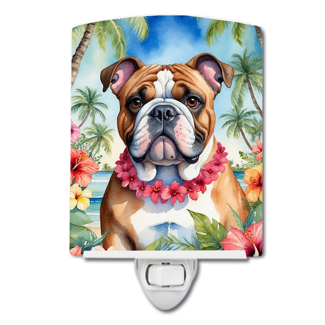 English Bulldog Luau Ceramic Night Light