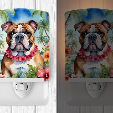 English Bulldog Luau Ceramic Night Light