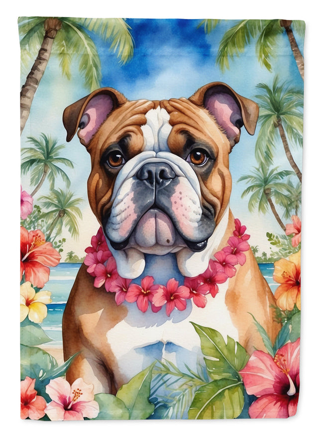 English Bulldog Luau Garden Flag