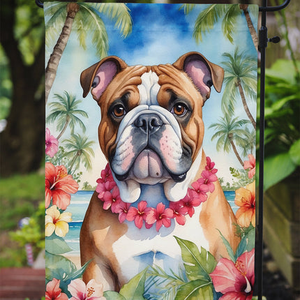 English Bulldog Luau Garden Flag