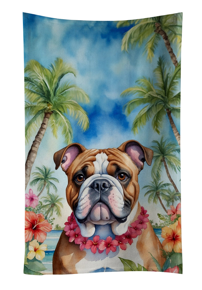 English Bulldog Luau Kitchen Towel