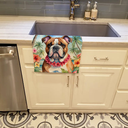 English Bulldog Luau Kitchen Towel