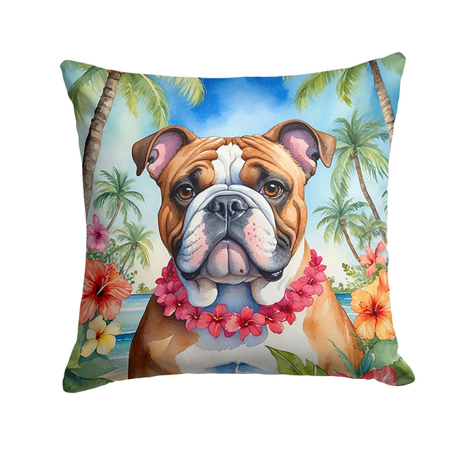 English Bulldog Luau Throw Pillow
