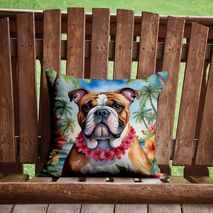 English Bulldog Luau Throw Pillow