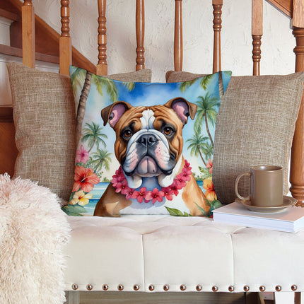 English Bulldog Luau Throw Pillow