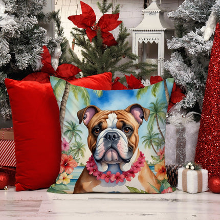 English Bulldog Luau Throw Pillow