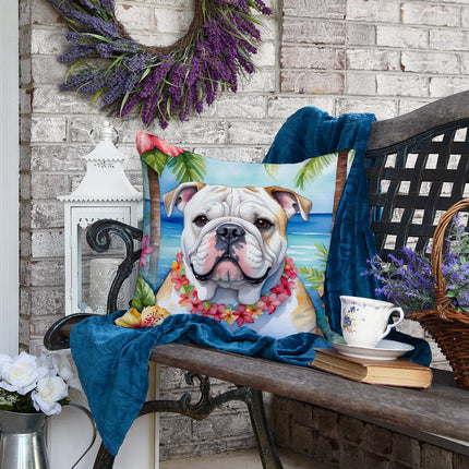 English Bulldog Luau Throw Pillow
