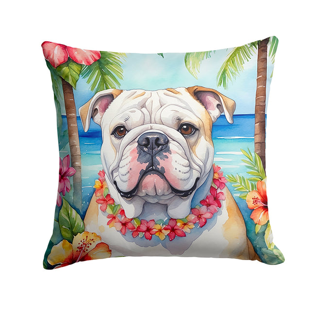 English Bulldog Luau Throw Pillow