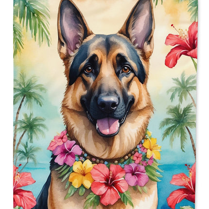 German Shepherd Luau Garden Flag