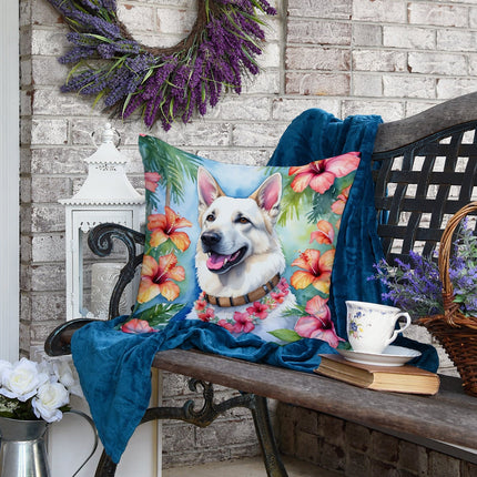 White German Shepherd Luau Throw Pillow