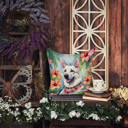 White German Shepherd Luau Throw Pillow