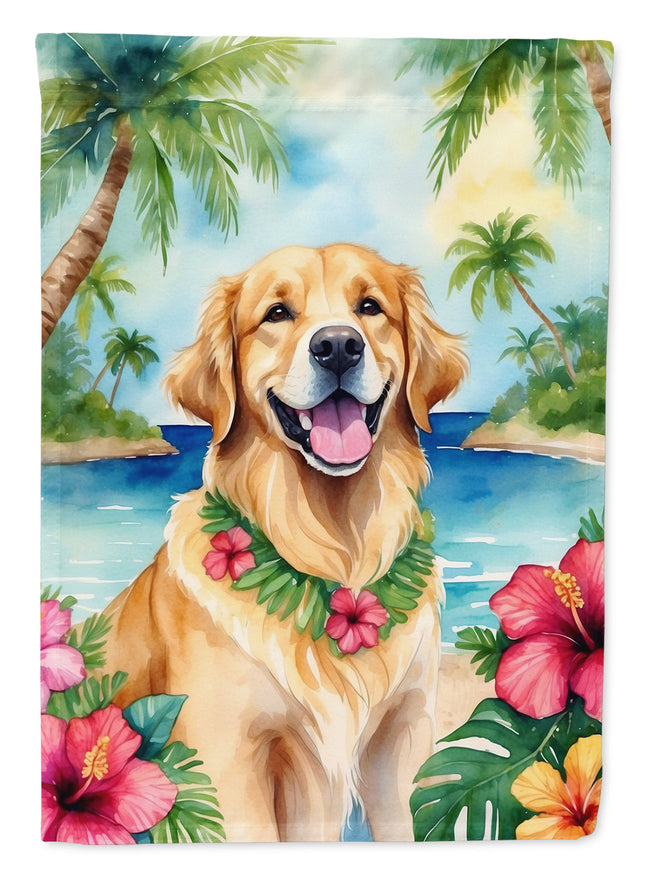 Golden Retriever Luau House Flag
