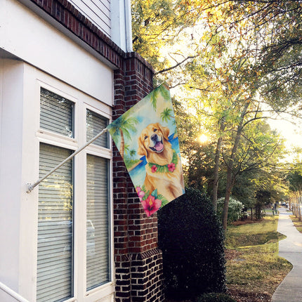 Golden Retriever Luau House Flag