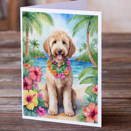 Goldendoodle Luau Greeting Cards Pack of 8