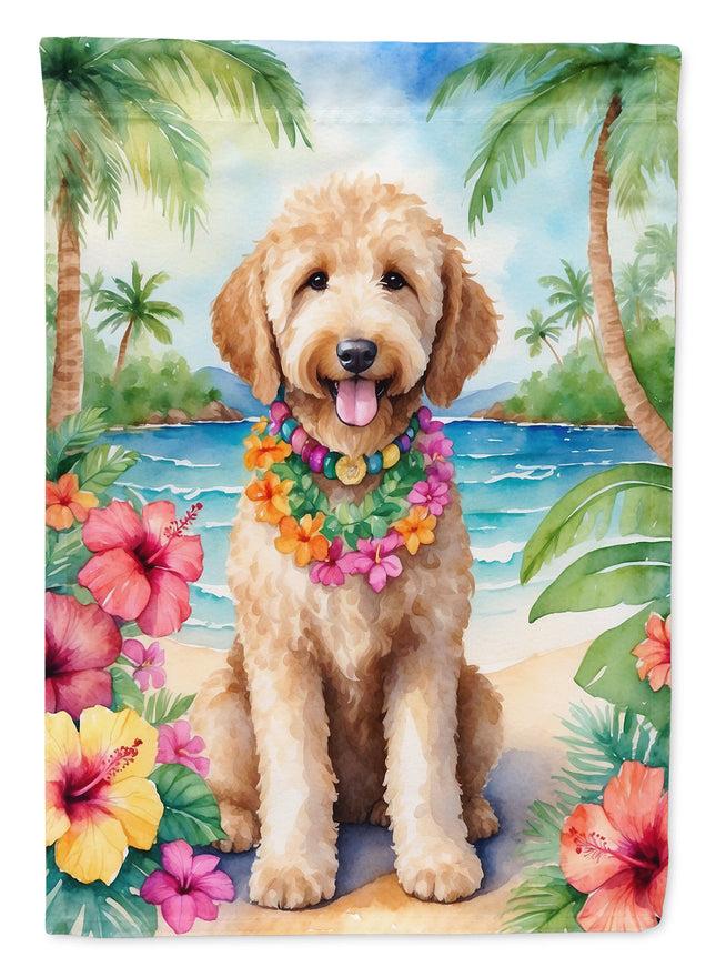 Goldendoodle Luau Garden Flag