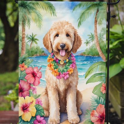 Goldendoodle Luau Garden Flag