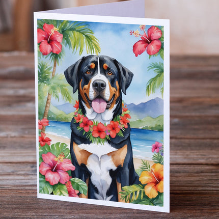 Greater Swiss Mountain Dog Luau Greeting Cards Pack of 8