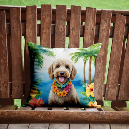 Labradoodle Luau Throw Pillow