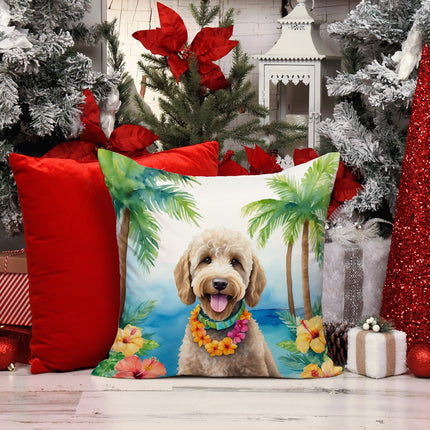 Labradoodle Luau Throw Pillow