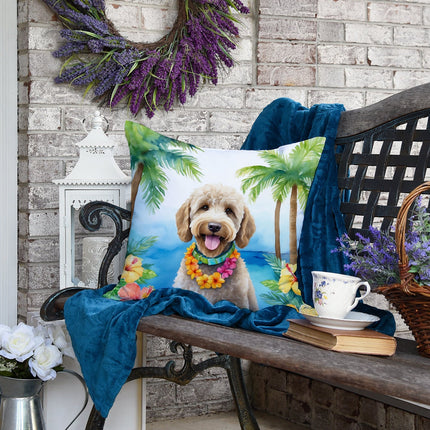 Labradoodle Luau Throw Pillow
