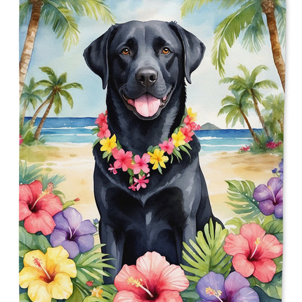 Black Labrador Retriever Luau House Flag