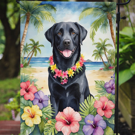Black Labrador Retriever Luau Garden Flag