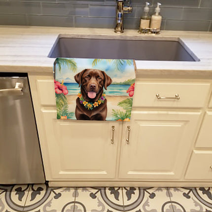 Chocolate Labrador Retriever Luau Kitchen Towel