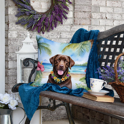 Chocolate Labrador Retriever Luau Throw Pillow