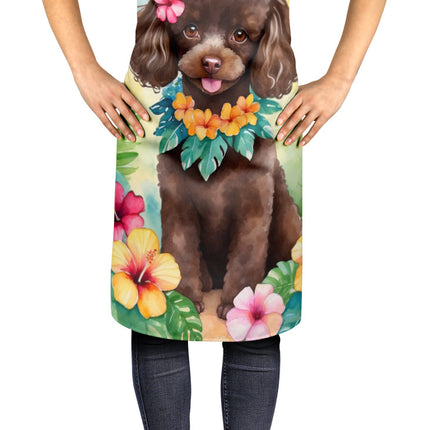 Chocolate Poodle Luau Apron