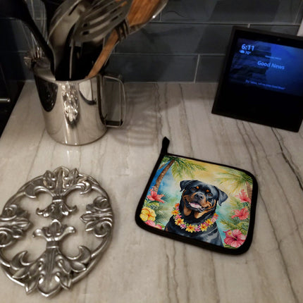 Rottweiler Luau Pair of Pot Holders