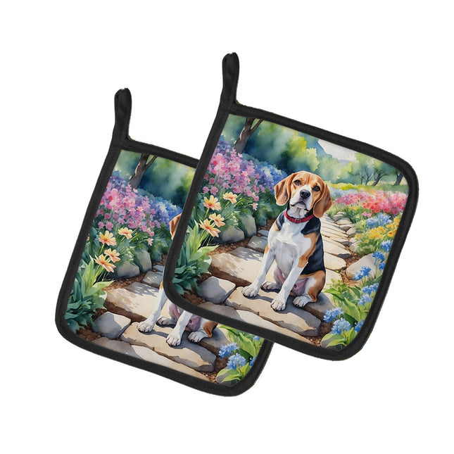Beagle Spring Garden Pair of Pot Holders
