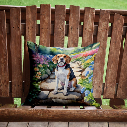 Beagle Spring Garden Throw Pillow
