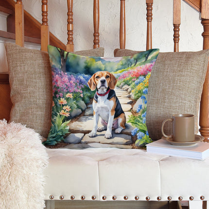 Beagle Spring Garden Throw Pillow