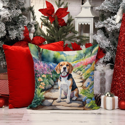 Beagle Spring Garden Throw Pillow