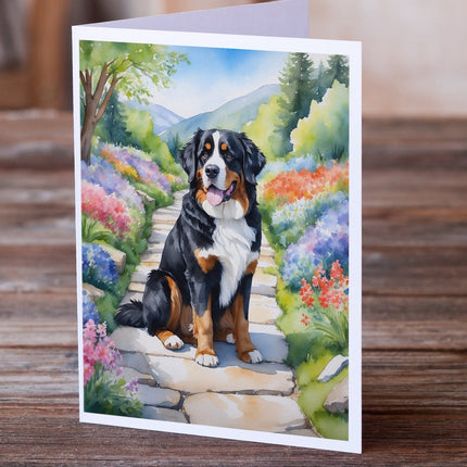 Bernese Mountain Dog Spring Path Greeting Cards Pack of 8