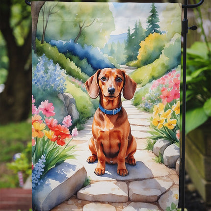 Dachshund Spring Path Garden Flag