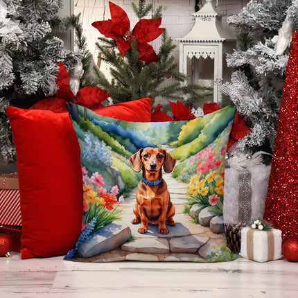 Dachshund Spring Path Throw Pillow