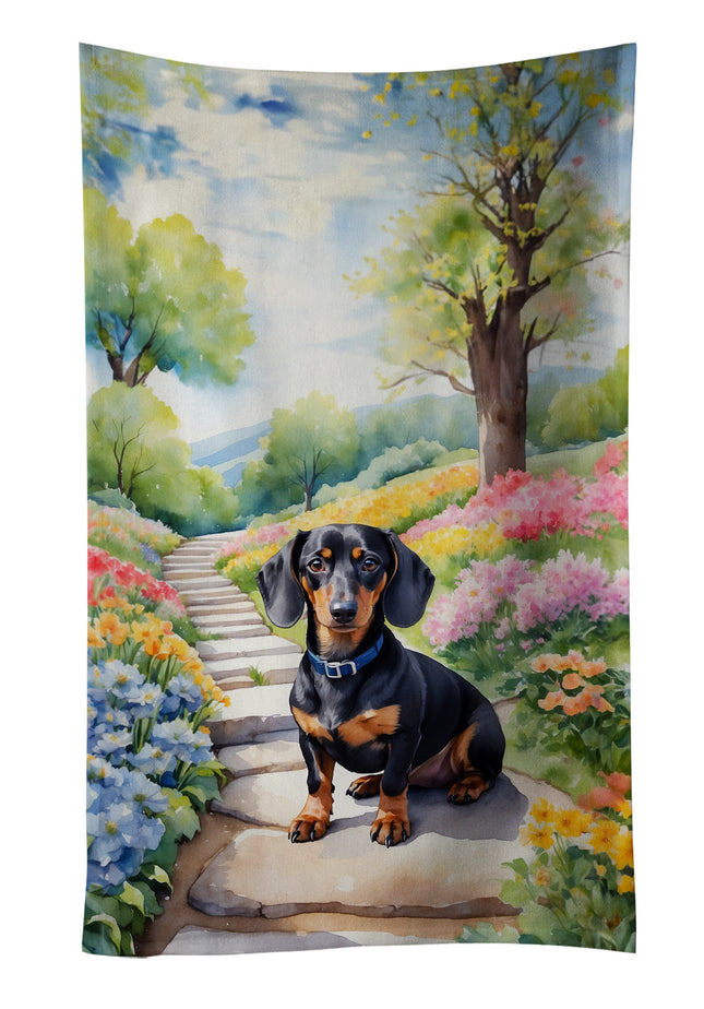 Dachshund Spring Path Kitchen Towel