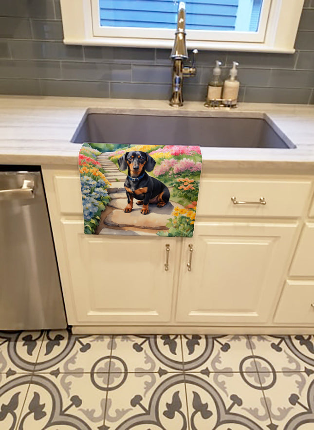 Dachshund Spring Path Kitchen Towel