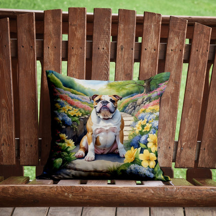 English Bulldog Spring Path Throw Pillow