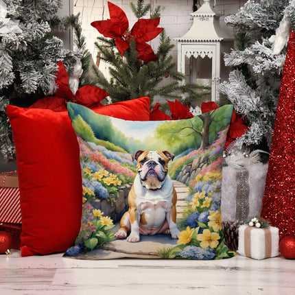 English Bulldog Spring Path Throw Pillow