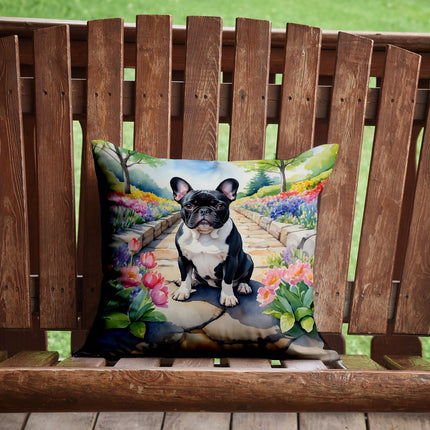 French Bulldog Spring Path Throw Pillow