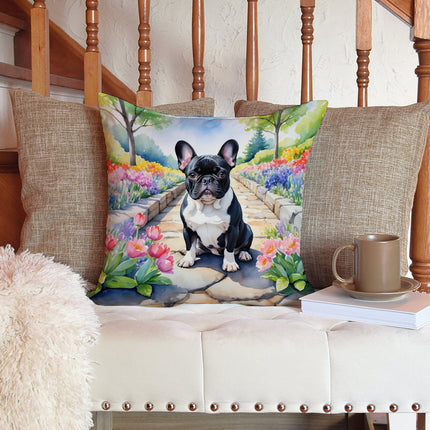 French Bulldog Spring Path Throw Pillow