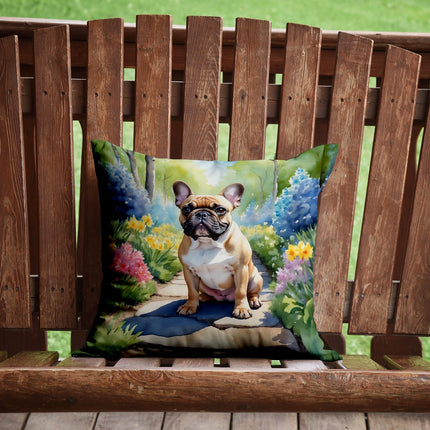 French Bulldog Spring Path Throw Pillow