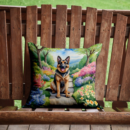 German Shepherd Spring Path Throw Pillow