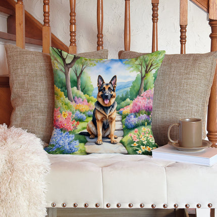 German Shepherd Spring Path Throw Pillow
