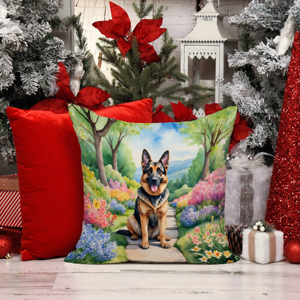 German Shepherd Spring Path Throw Pillow