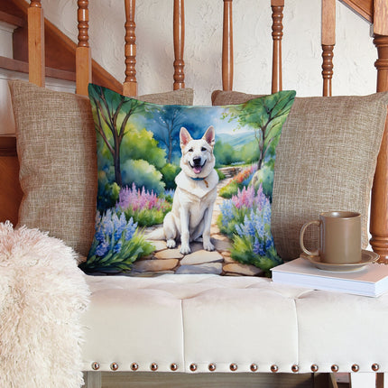 German Shepherd Spring Path Throw Pillow
